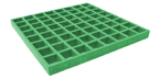 One Inch Deep by One and One Half Inch Green Square Mesh Molded FRP Grating